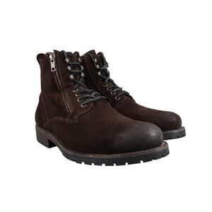 Leather Boots Mens 8 ZZYXX Shoes Biker Hand Crafted Brown Zip Combat Lug Sole